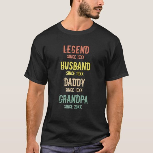 Personalisiert Retro Legend Husband Daddy Grandpa T-Shirt (Vorderseite)