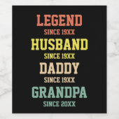 Personalisiert Retro Legend Husband Daddy Grandpa Weinetikett (Einzelnes Label)