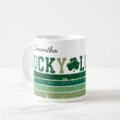 Personalisiert Retro "Lucky" St. Patrick's Day Kaffeetasse (Vorderseite Links)
