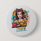 Personalisiert Retro Mama Pop Art. 10 Button (Vorderseite)