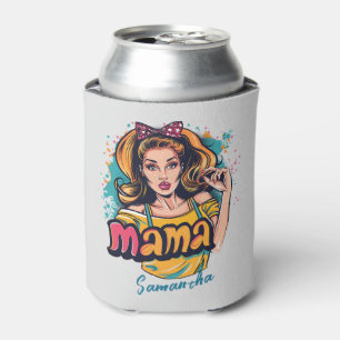 Personalisiert Retro Mama Pop Art. 10 Dosenkühler