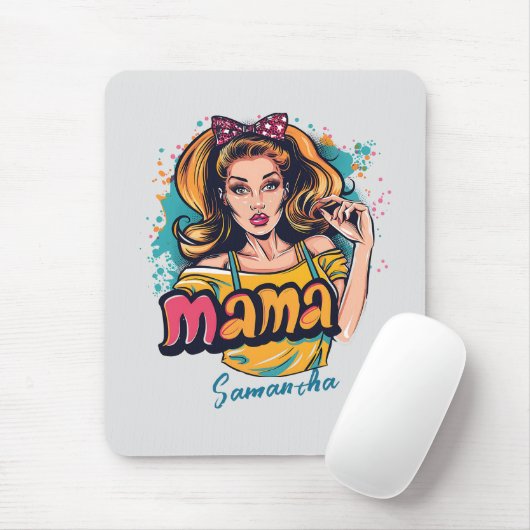 Personalisiert Retro Mama Pop Art. 10 Mousepad (Mit Mouse)