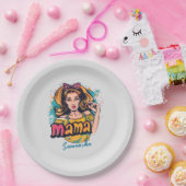 Personalisiert Retro Mama Pop Art. 10 Pappteller (Party)
