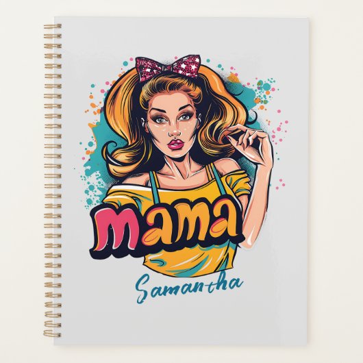 Personalisiert Retro Mama Pop Art. 10 Planer (Vorderseite)