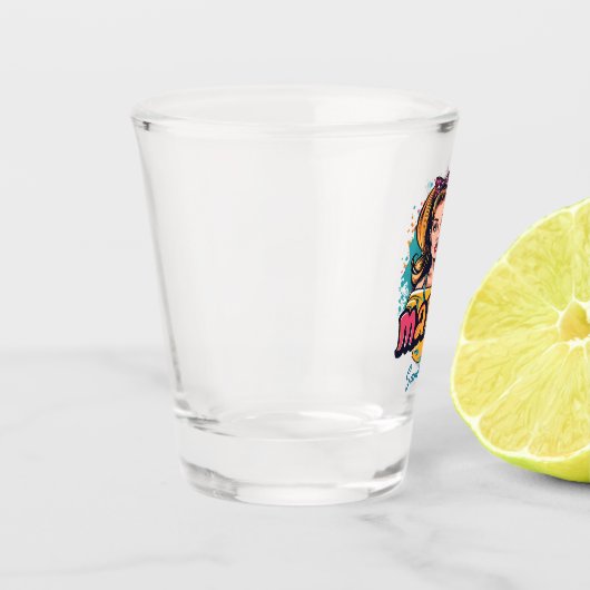 Personalisiert Retro Mama Pop Art. 10 Schnapsglas (Links)