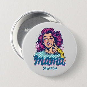 Personalisiert Retro Mama Pop Art. 11 Button
