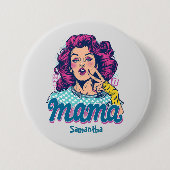Personalisiert Retro Mama Pop Art. 11 Button (Vorderseite)