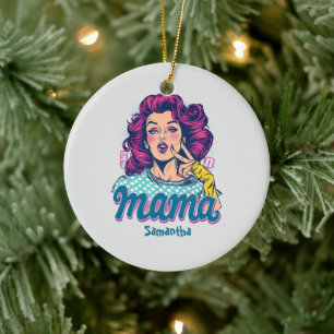 Personalisiert Retro Mama Pop Art. 11 Keramik Ornament