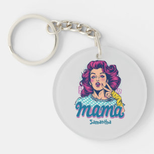 Personalisiert Retro Mama Pop Art. 11 Schlüsselanhänger