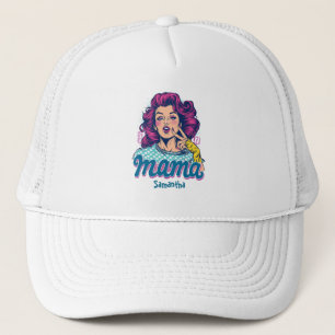 Personalisiert Retro Mama Pop Art. 11 Truckerkappe