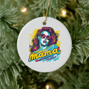 Personalisiert Retro Mama Pop Art. 12 Keramik Ornament