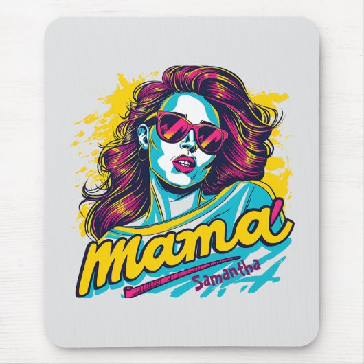 Personalisiert Retro Mama Pop Art. 12 Mousepad (Vorne)