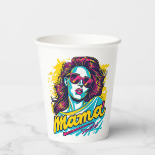 Personalisiert Retro Mama Pop Art. 12 Pappbecher
