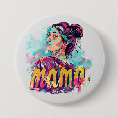 Personalisiert Retro Mama Pop Art. 13 Button (Vorderseite)