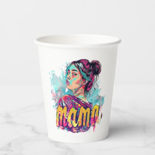 Personalisiert Retro Mama Pop Art. 13 Pappbecher (Rückseite)