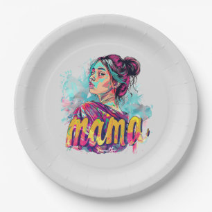 Personalisiert Retro Mama Pop Art. 13 Pappteller