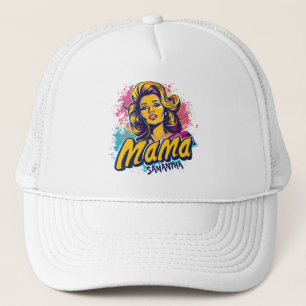 Personalisiert Retro Mama Pop Art (14) LKW-Hut Truckerkappe