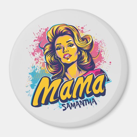 Personalisiert Retro Mama Pop Art. 14 Magnet (Vorne)