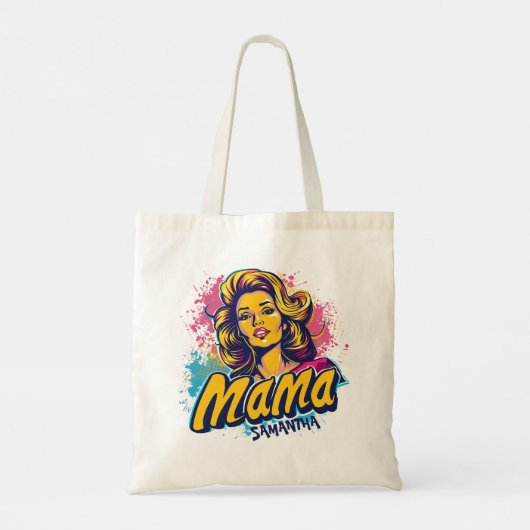 Personalisiert Retro Mama Pop Art. 14 Tragetasche (Rückseite)