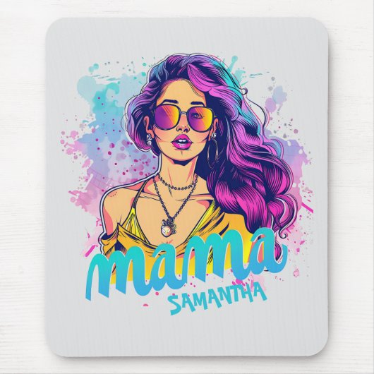 Personalisiert Retro Mama Pop Art. 15 Mousepad (Vorne)