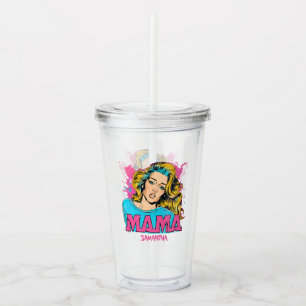 Personalisiert Retro Mama Pop Art. 16 Acryltrinkbecher