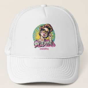 Personalisiert Retro Mama Pop Art (16) LKW-Hut Truckerkappe