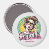 Personalisiert Retro Mama Pop Art. 16 Magnet (Vorderseite/Rückseite)