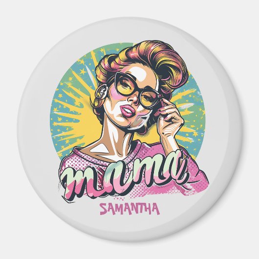 Personalisiert Retro Mama Pop Art. 16 Magnet (Vorne)