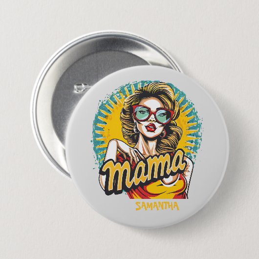 Personalisiert Retro Mama Pop Art. 17 Button (Vorne & Hinten)