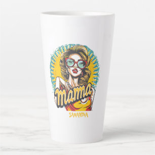 Personalisiert Retro Mama Pop Art. 17 Latte Tasse