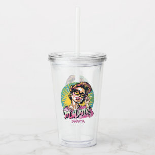 Personalisiert Retro Mama Pop Art. 18 Acryltrinkbecher