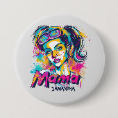 Personalisiert Retro Mama Pop Art. 18 Button (Vorderseite)