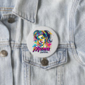 Personalisiert Retro Mama Pop Art. 18 Button (Beispiel)