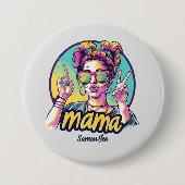 Personalisiert Retro Mama Pop Art. 19 Button (Vorderseite)