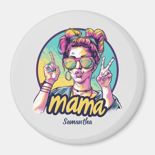 Personalisiert Retro Mama Pop Art. 19 Magnet (Vorne)
