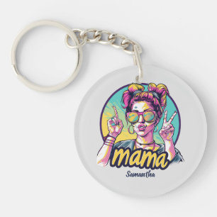 Personalisiert Retro Mama Pop Art. 19 Schlüsselanhänger