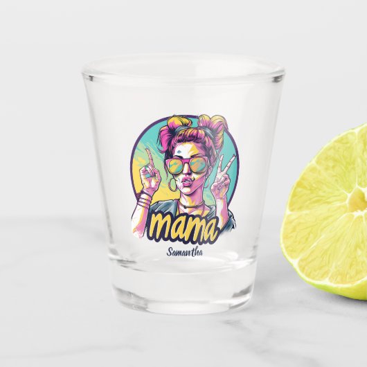 Personalisiert Retro Mama Pop Art. 19 Schnapsglas (Vorderseite)