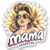 Personalisiert Retro Mama Pop Art 1 Aufkleber (Vorderseite)