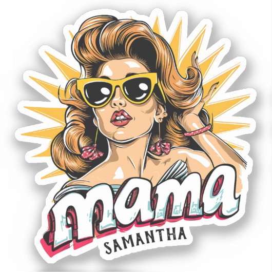 Personalisiert Retro Mama Pop Art 1 Aufkleber (Vorderseite)