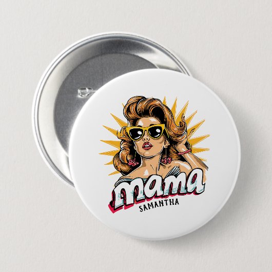 Personalisiert Retro Mama Pop Art 1 Button (Vorne & Hinten)