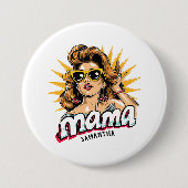 Personalisiert Retro Mama Pop Art 1 Button (Vorderseite)