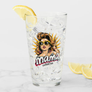 Personalisiert Retro Mama Pop Art 1 Glas