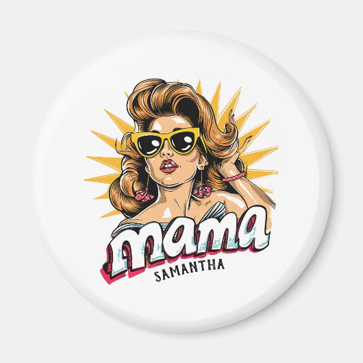 Personalisiert Retro Mama Pop Art 1 Magnet (Vorne)