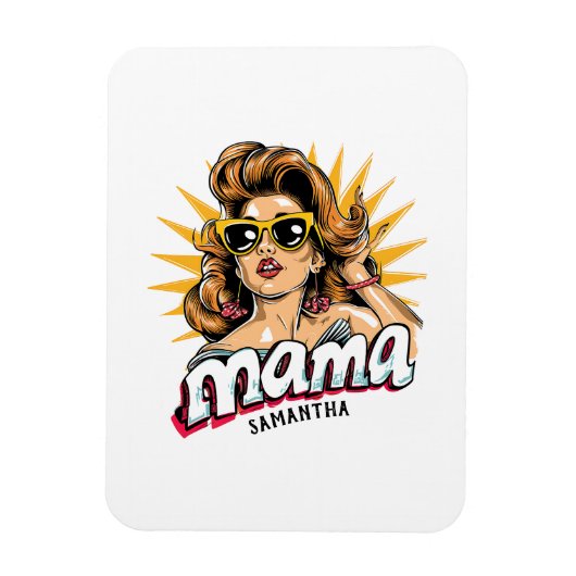 Personalisiert Retro Mama Pop Art 1 Magnet (Vertikal)