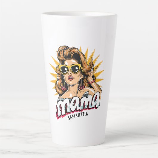 Personalisiert Retro Mama Pop Art 1 Milchtasse (Vorderseite)