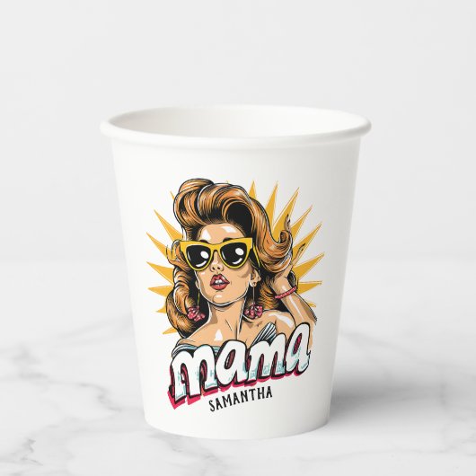 Personalisiert Retro Mama Pop Art 1 Pappbecher (Vorderseite)