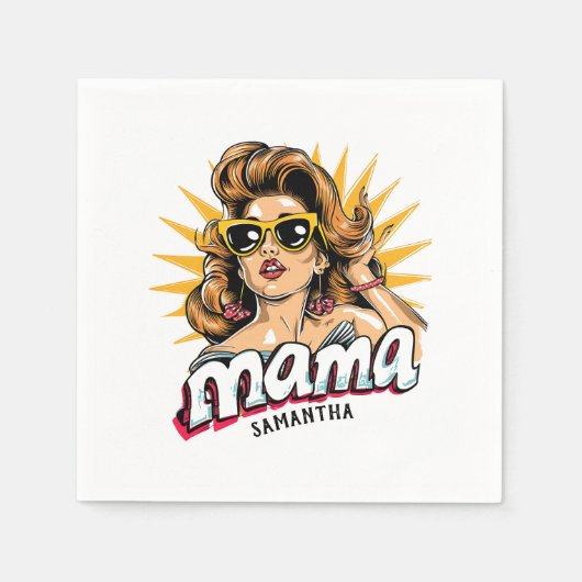 Personalisiert Retro Mama Pop Art 1 Serviette (Vorderseite)