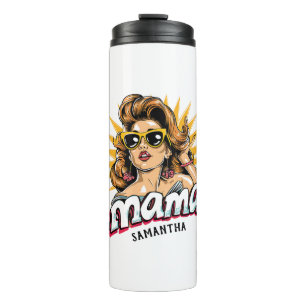 Personalisiert Retro Mama Pop Art 1 Thermosbecher