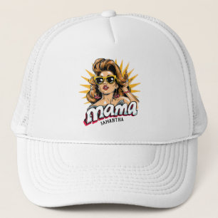 Personalisiert Retro Mama Pop Art 1 Truckerkappe