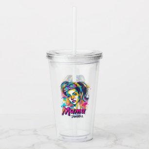 Personalisiert Retro Mama Pop Art (20) Acryltrinkbecher